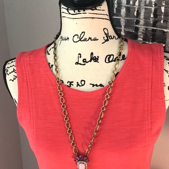 J. Crew Sleeveless salmon color, stretchy, springy, flare dress sz 4 - Picture 4 of 10